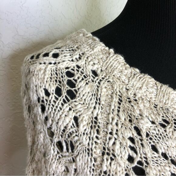 Anthropologie Moth cream tan marled open knit sweater size Small - Picture 7 of 15